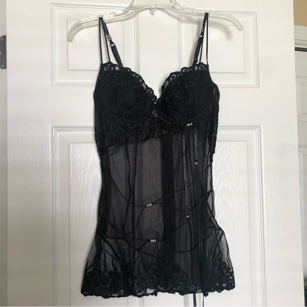 Lace Lingerie with Detachable Garter Straps size Large